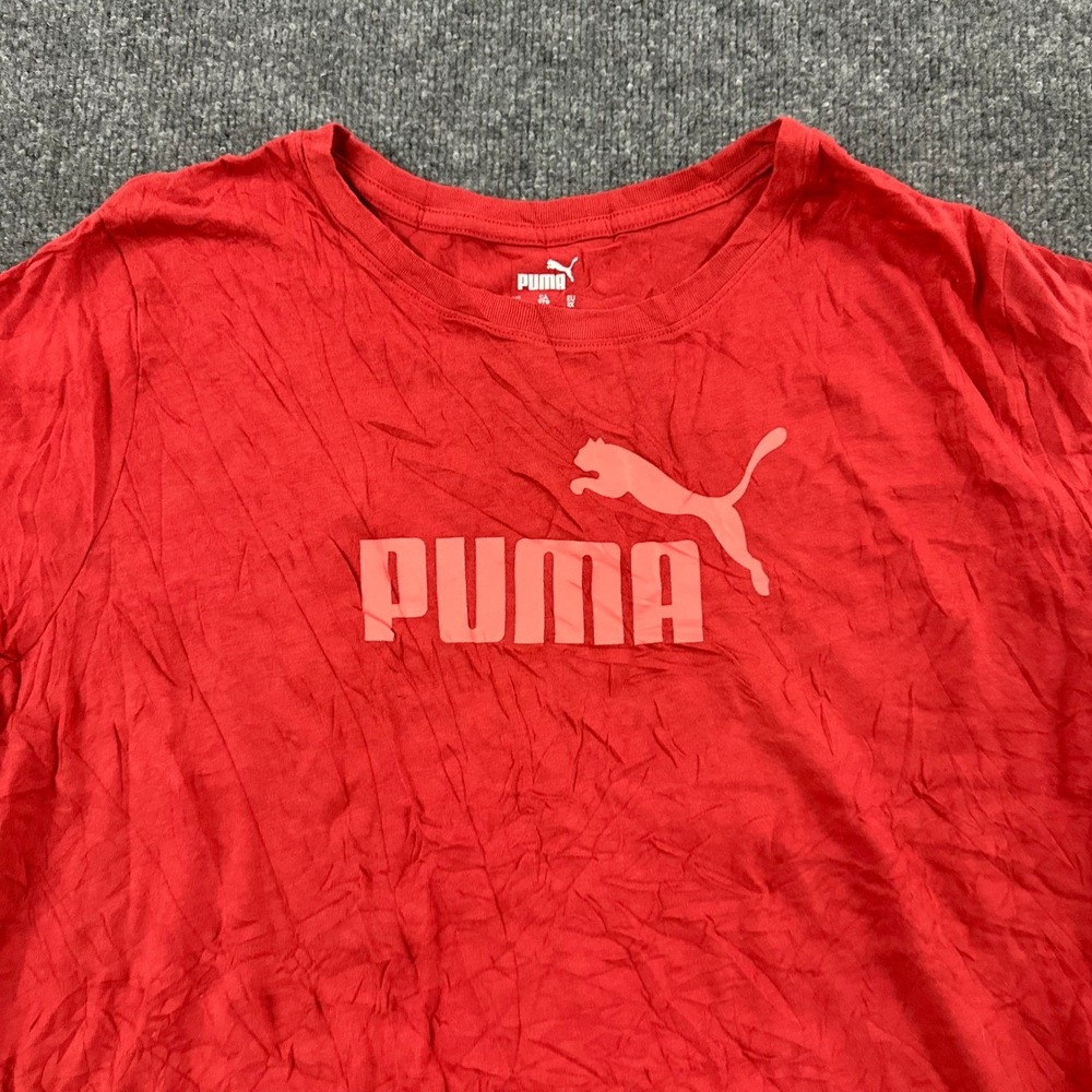 Puma T-Shirt Womens 3X Red Graphic Logo Cotton Short Sleeve Crew Neck Athletic